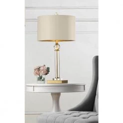 29.5 in. Gold Perspicio Solid Crystal Column Table Lamp by ORE International -Armacost Lighting Shop gold ore international table lamps ore 5161t 4f 1000
