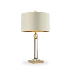 29.5 in. Gold Perspicio Solid Crystal Column Table Lamp by ORE International