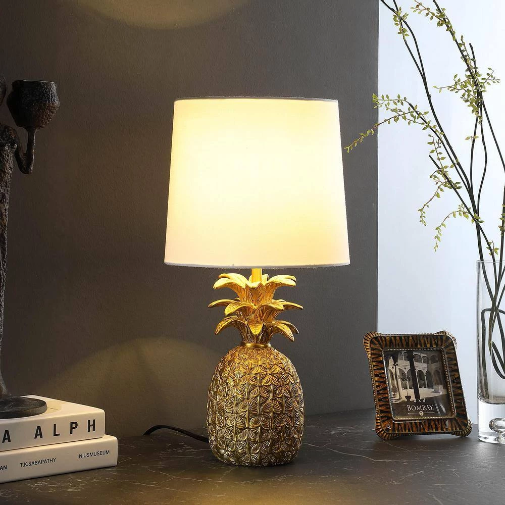 17 in. Golden Brass Tropical Heahea Pineapple Table Lamp by ORE International 6 17 in. Golden Brass Tropical Heahea Pineapple Table Lamp by ORE International - Image 4