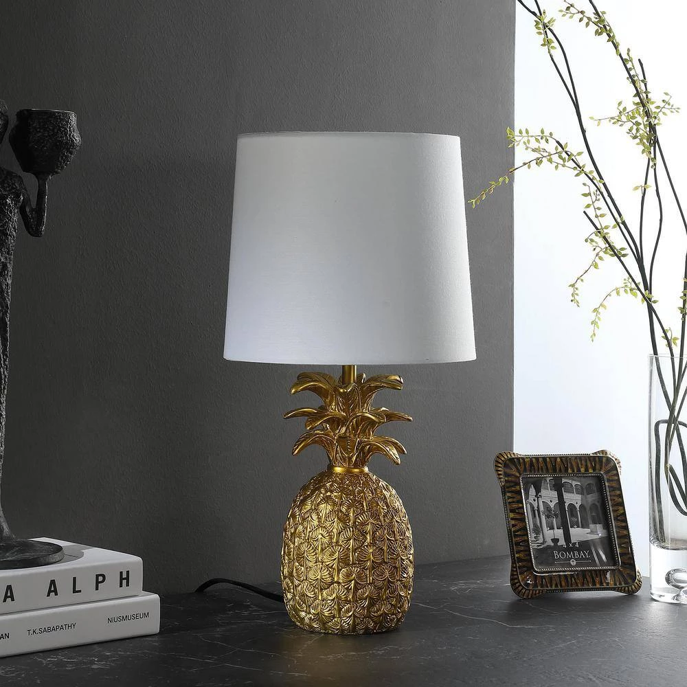 17 in. Golden Brass Tropical Heahea Pineapple Table Lamp by ORE International 5 17 in. Golden Brass Tropical Heahea Pineapple Table Lamp by ORE International - Image 3