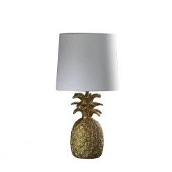 17 in. Golden Brass Tropical Heahea Pineapple Table Lamp by ORE International