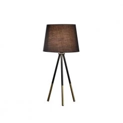 20 in. Devon Matte Black/Gold Metal Tripod Leg Table Lamp by ORE International -Armacost Lighting Shop matte black gold ore international table lamps hbl2132b c3 1000