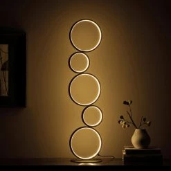 Else Nordic 38.5 in. 5-Ring Shaped Matte Black LED Metal Table Lamp by ORE International -Armacost Lighting Shop matte black ore international lamp bases hbl2793 31 1000