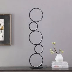 Else Nordic 38.5 in. 5-Ring Shaped Matte Black LED Metal Table Lamp by ORE International -Armacost Lighting Shop matte black ore international lamp bases hbl2793 44 1000