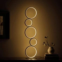 Else Nordic 38.5 in. 5-Ring Shaped Matte Black LED Metal Table Lamp by ORE International -Armacost Lighting Shop matte black ore international lamp bases hbl2793 76 1000
