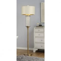 62.25 in. Matte Gold Pluviam Crystal Floor Lamp by ORE International -Armacost Lighting Shop matte gold ore international floor lamps ore 5159f 4f 1000