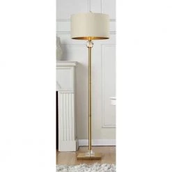 63.25 in. Perspicio Solid Crystal Orb Gold Column Floor Lamp by ORE International -Armacost Lighting Shop matte gold ore international floor lamps ore 5161fb 4f 1000