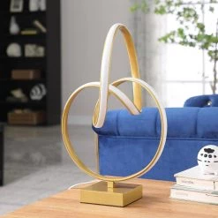 19 in. Matte Gold Abstract Infinity Modern Table Lamp by ORE International -Armacost Lighting Shop matte gold ore international table lamps hbl2541 31 1000