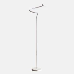 52.5 in. Matte White Curvilinear S-Curve Spiral LED Tube Angled Floor Lamp by ORE International -Armacost Lighting Shop matte white ore international floor lamps hbl2298b c3 1000