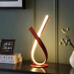 17 in. Ribbon Bow LED Metal and Red Table Lamp by ORE International -Armacost Lighting Shop metal and red ore international lamp bases hbl2782 1f 1000