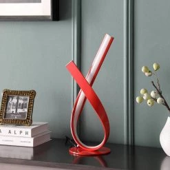 17 in. Ribbon Bow LED Metal and Red Table Lamp by ORE International -Armacost Lighting Shop metal and red ore international lamp bases hbl2782 4f 1000
