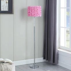 63 in. Pink Roses in Bloom Acrylic/Metal Floor Lamp by ORE International -Armacost Lighting Shop pink roses in bloom ore international floor lamps hbl2802 1f 1000