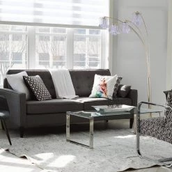 84 in. Polished Brass-Finish Floor Lamp With Crystal-Like Shade by ORE International -Armacost Lighting Shop polished brass ore international floor lamps 6966gb 1f 1000