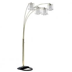 84 in. Polished Brass-Finish Floor Lamp With Crystal-Like Shade by ORE International