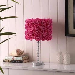 18.25 in. Red Roses in Bloom Acrylic/Metal Table Lamp by ORE International -Armacost Lighting Shop red ore international table lamps hbl2401b 4f 1000