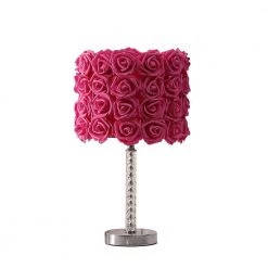 18.25 in. Red Roses in Bloom Acrylic/Metal Table Lamp by ORE International