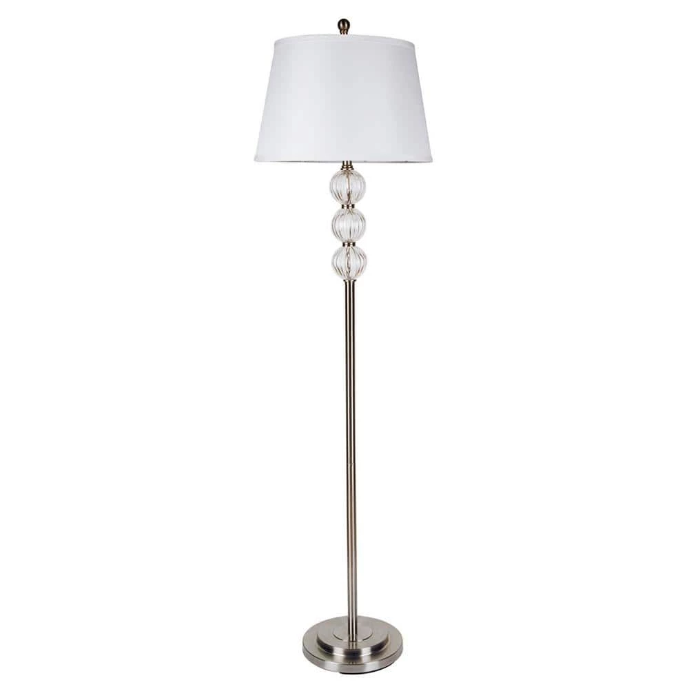 62.5 in. Satin Nickel Glass Floor Lamp by ORE International 3 62.5 in. Satin Nickel Glass Floor Lamp by ORE International