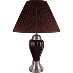 27 in. Silver and Espresso Ceramic Table Lamp by ORE International