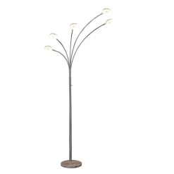 80 in. Avery Silver Chrome Metal 5-Arm Aluminum LED Semi Arc Floor Lamp by ORE International -Armacost Lighting Shop silver chrome metal ore international floor lamps hbl2427 c3 1000