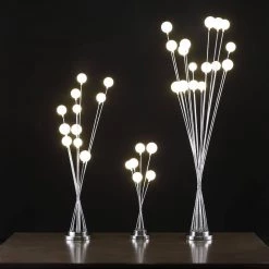 46 in. Silver Chrome Floor Lamp 11-Light Acrylic Globe Aluminum LED Chrysanthe by ORE International -Armacost Lighting Shop silver chrome ore international floor lamps hbl2518s 44 1000