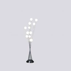 46 in. Silver Chrome Floor Lamp 11-Light Acrylic Globe Aluminum LED Chrysanthe by ORE International -Armacost Lighting Shop silver chrome ore international floor lamps hbl2518s 4f 1000