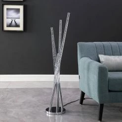 Carina Stix 48.75 in. Silver Chrome Metal Floor Lamp by ORE International -Armacost Lighting Shop silver chrome ore international floor lamps hbl2616 4f 1000