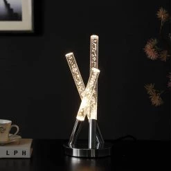 Carina 14.5 in. 3 Acrylic LED Silver Chrome Metal Table Lamp by ORE International -Armacost Lighting Shop silver chrome ore international lamp bases hbl2617 44 1000