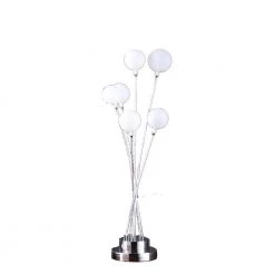 27.5 in. Silver Chrome Table Lamp 6-Light Acrylic Globe Aluminum LED Chrysanthe by ORE International