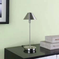 17.5 in. Ryder Silver Nickel G-9 LED Table Lamp by ORE International -Armacost Lighting Shop silver nickel ore international table lamps hbl2423 31 1000