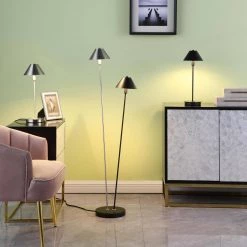 17.5 in. Ryder Silver Nickel G-9 LED Table Lamp by ORE International -Armacost Lighting Shop silver nickel ore international table lamps hbl2423 4f 1000