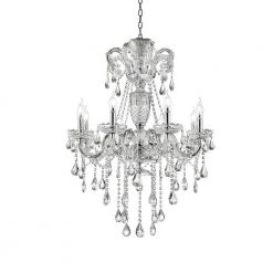 8-Light Silver 37 in. Eilish Crystal LED Chandelier by ORE International