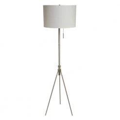58 in. to 72 in. Mid-Century Adjustable Tripod Silver Floor Lamp by ORE International