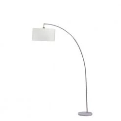 86 in. Silver Arc White Marble Allegro Floor Lamp by ORE International