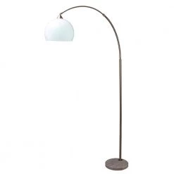 76 in. Silver Modern Arc Floor Lamp on White Marble Base by ORE International -Armacost Lighting Shop silver ore international floor lamps 6937snb 4f 1000