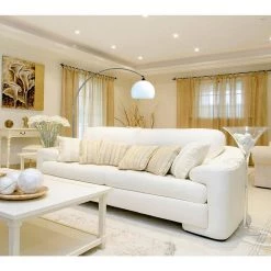 76 in. Silver Modern Arc Floor Lamp on White Marble Base by ORE International -Armacost Lighting Shop silver ore international floor lamps 6937snb c3 1000