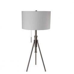32.5 in. to 37.5 in. Mid-Century Adjustable Tripod Silver Table Lamp by ORE International