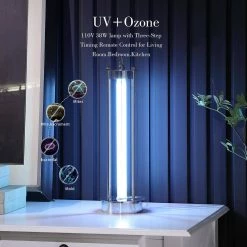 19.25 in. UV Sterilized Silver Metal Table Lamp with Remote Control by ORE International -Armacost Lighting Shop silver ore international table lamps hbl2531 44 1000