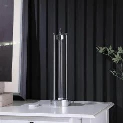 19.25 in. UV Sterilized Silver Metal Table Lamp with Remote Control by ORE International -Armacost Lighting Shop silver ore international table lamps hbl2531 4f 1000