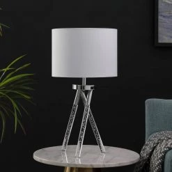 Birgit 26.25 in. Silver Metal Table Lamp by ORE International -Armacost Lighting Shop silver ore international table lamps hbl2624 4f 1000