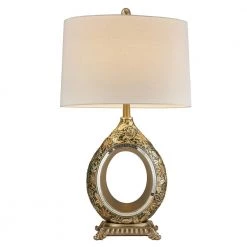 Chrysanthenum 30.5 in. Silver Resin Table Lamp by ORE International