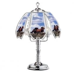 23.5 in. Running Horses Silver Touch-On Table Lamp by ORE International