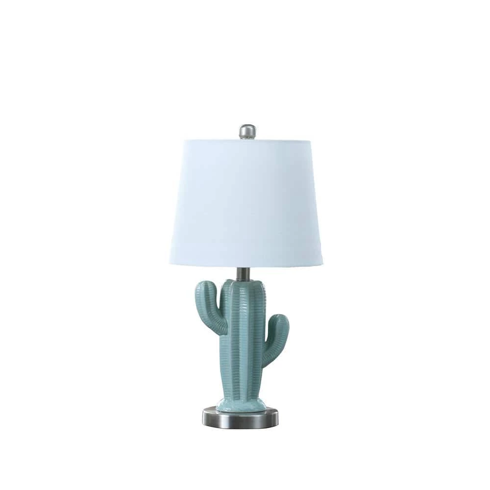 Southwest 22 in. Teal Ceramic Cactus Plant Metal Table Lamp by ORE International 3 Southwest 22 in. Teal Ceramic Cactus Plant Metal Table Lamp by ORE International