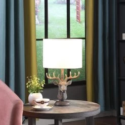 18 in. White and Bronze Stag Elk Deer Bust Rustic Table Lamp by ORE International 8 18 in. White and Bronze Stag Elk Deer Bust Rustic Table Lamp by ORE International -Armacost Lighting Shop white and bronze ore international table lamps hbl2619 4f 1000