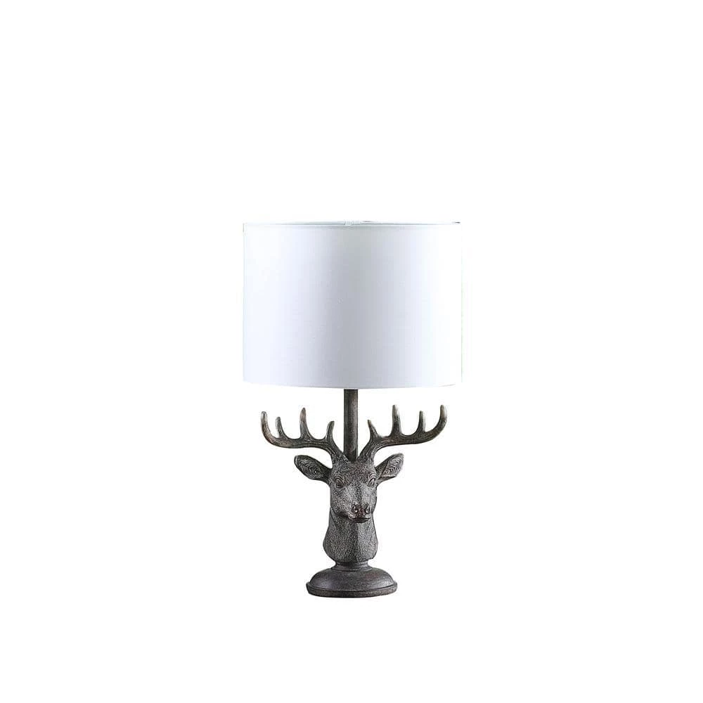18 in. White and Bronze Stag Elk Deer Bust Rustic Table Lamp by ORE International 3 18 in. White and Bronze Stag Elk Deer Bust Rustic Table Lamp by ORE International