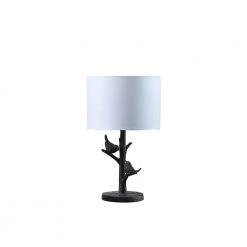 18.5 in. White and Bronze Sparrow Birds on a Tree Polyresin Table Lamp by ORE International