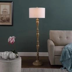 61.5 in. White and Brown Coastal Wood Effect Polyresin Floor Lamp by ORE International -Armacost Lighting Shop white and brown ore international floor lamps hbl2629 4f 1000