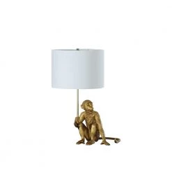 25.5 in. White and Gold Polyresin Monkey Table Lamp by ORE International