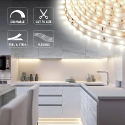 RibbonFlex Pro 16.4 ft. (5 m) 24-Volt White High CRI LED Tape Light, Warm (2700K), 60 LEDs/m by Armacost Lighting 12 RibbonFlex Pro 16.4 ft. (5 m) 24-Volt White High CRI LED Tape Light, Warm (2700K), 60 LEDs/m by Armacost Lighting -Armacost Lighting Shop white armacost lighting led strip lights 135231 1f 1000