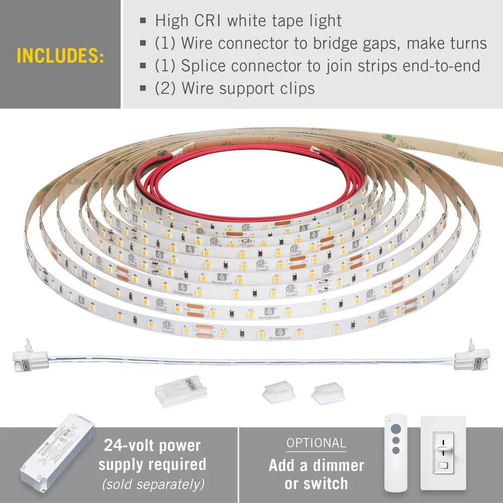 RibbonFlex Pro 16.4 ft. (5 m) 24-Volt White High CRI LED Tape Light, Warm (2700K), 60 LEDs/m by Armacost Lighting 4 RibbonFlex Pro 16.4 ft. (5 m) 24-Volt White High CRI LED Tape Light, Warm (2700K), 60 LEDs/m by Armacost Lighting - Image 2