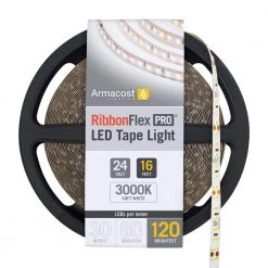 RibbonFlex Pro 16.4 ft. (5M) 24-Volt LED Tape Light, Soft Bright White(3000K), 120 LEDs/M by Armacost Lighting